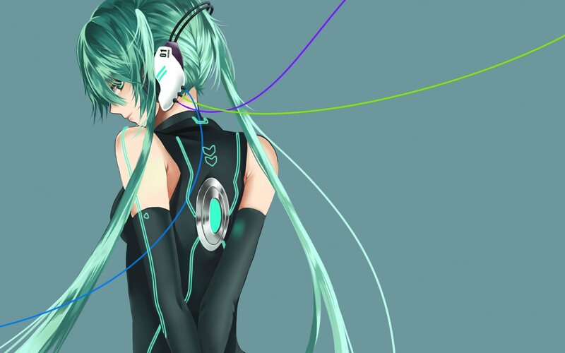 Anime Character with Green Hair — Teal, Calm, Digital Art