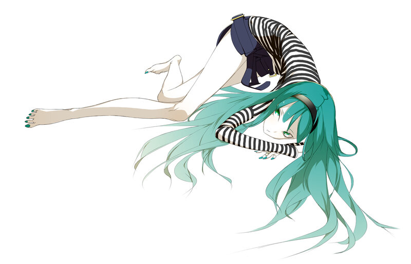 Anime Character with Green Hair — Teal, Calm