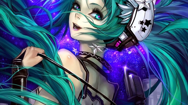 Anime Character with Green Hair — Teal, Dramatic, Night