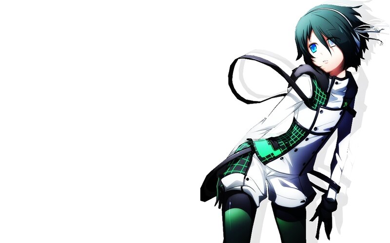 Anime Character with Green Hair — White, Dynamic