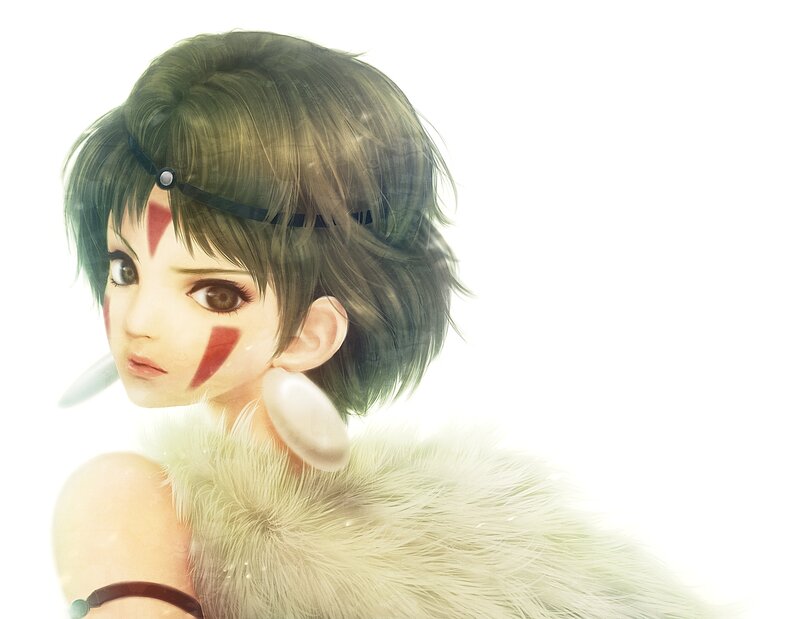 Anime Character with Green Hair — White, Serene