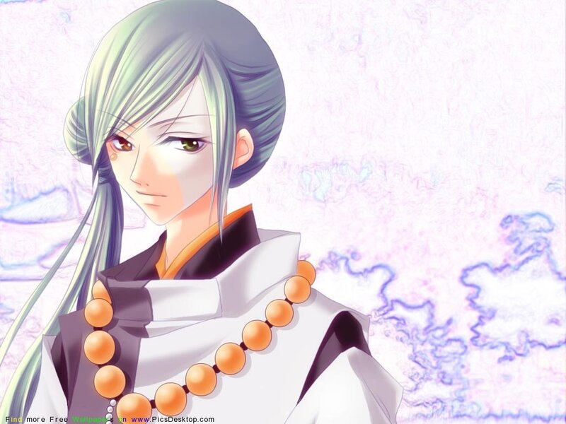 Anime Character with Green Hair — White
