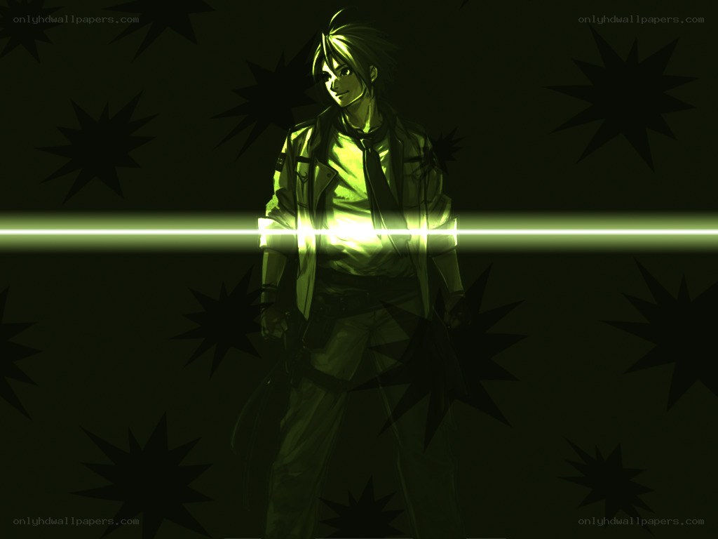 anime character with green light