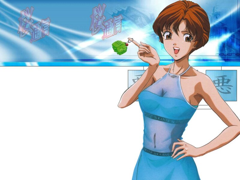 anime character with green object