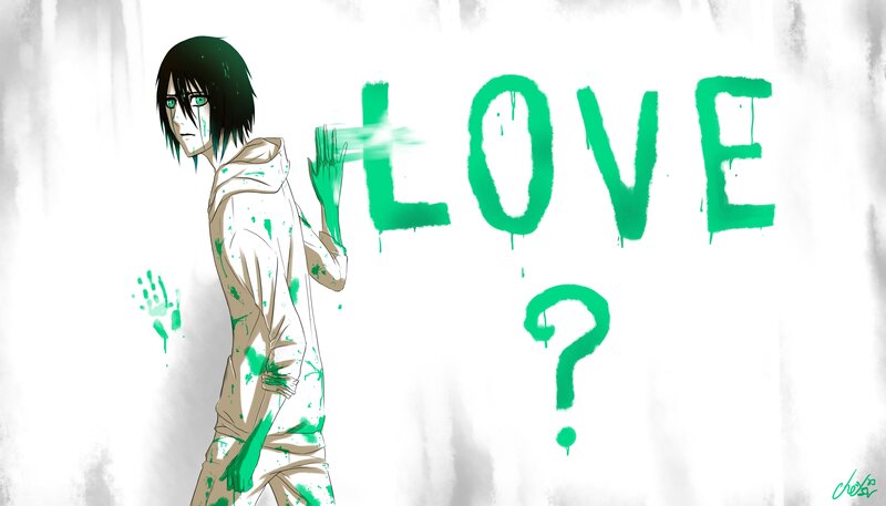 Anime Character with Green Paint — White