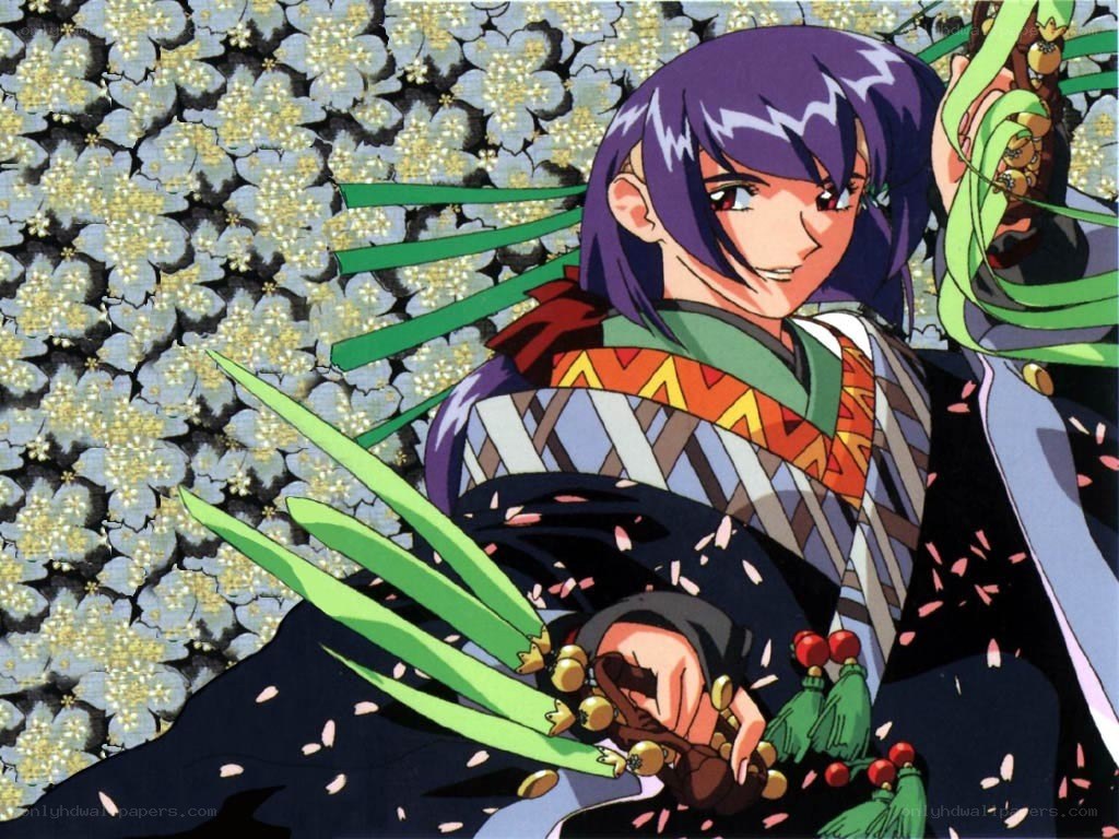 Anime character with green weapon
