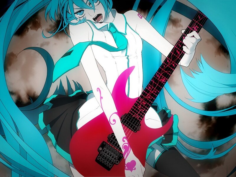 anime character with guitar