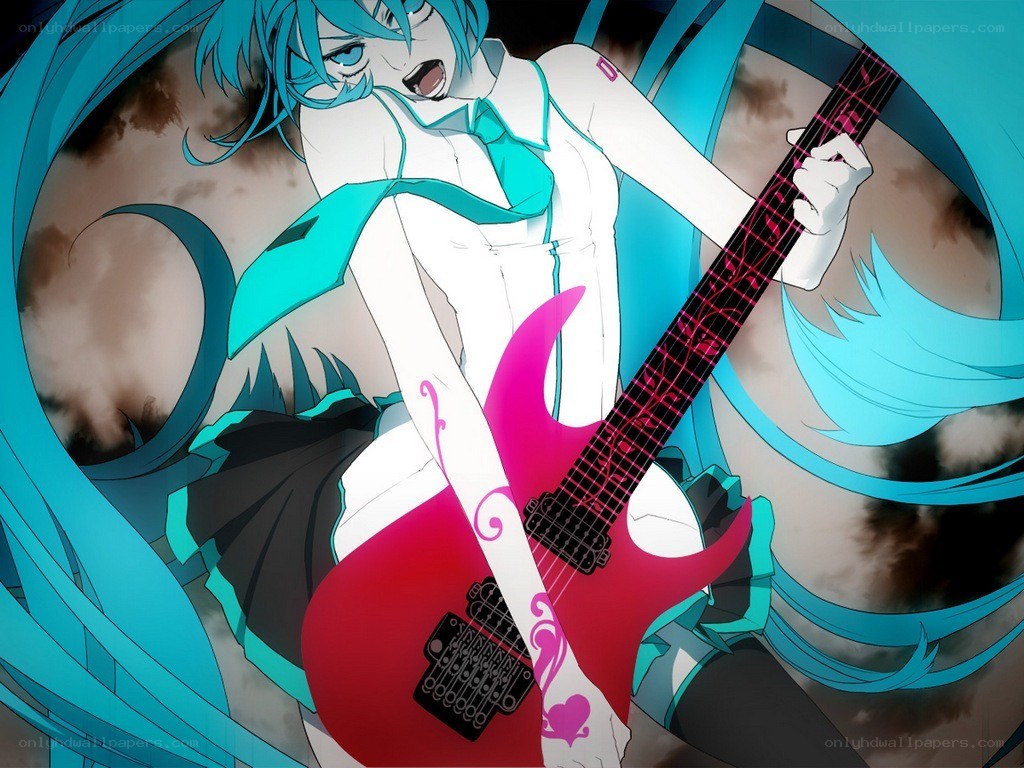 anime character with guitar