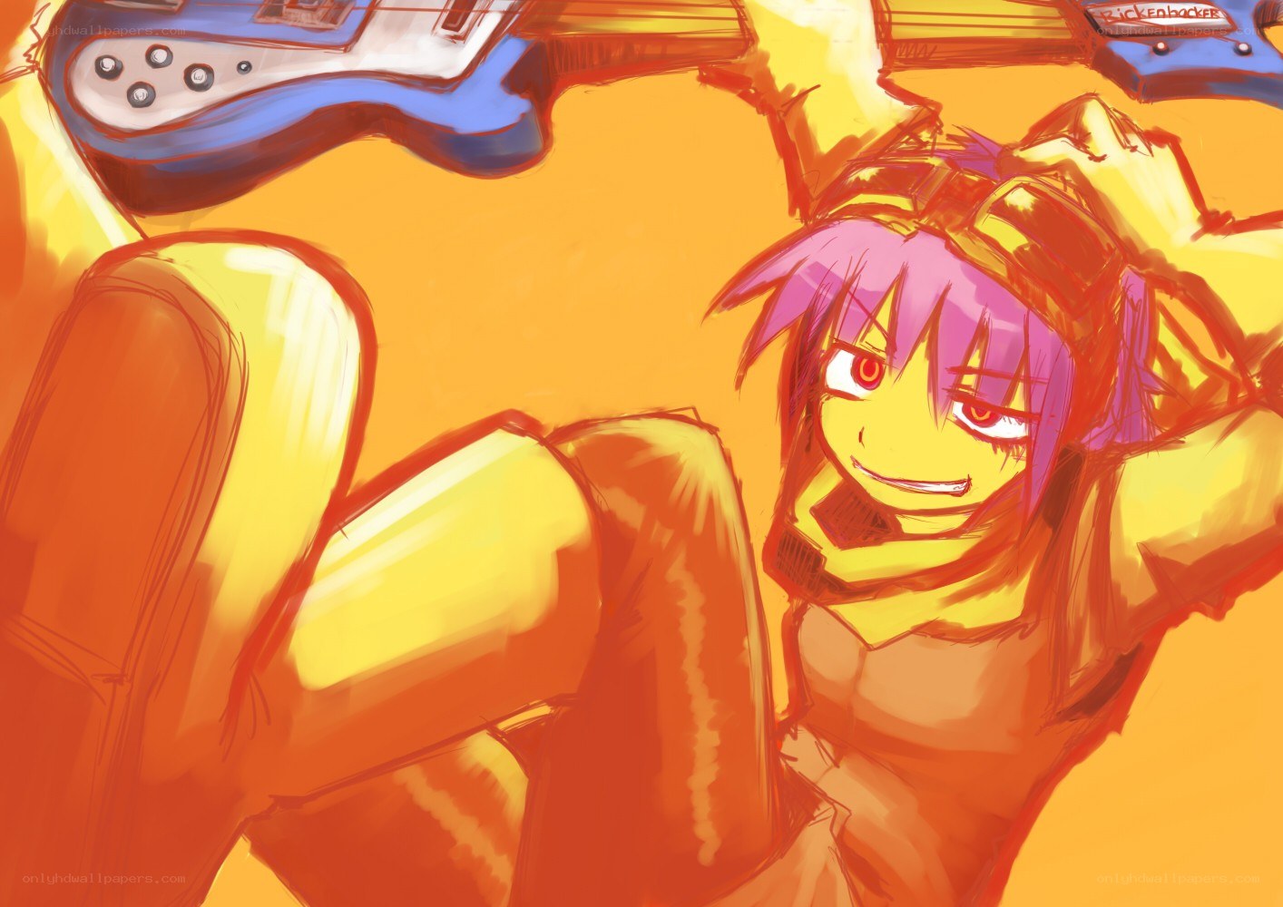 anime character with guitar