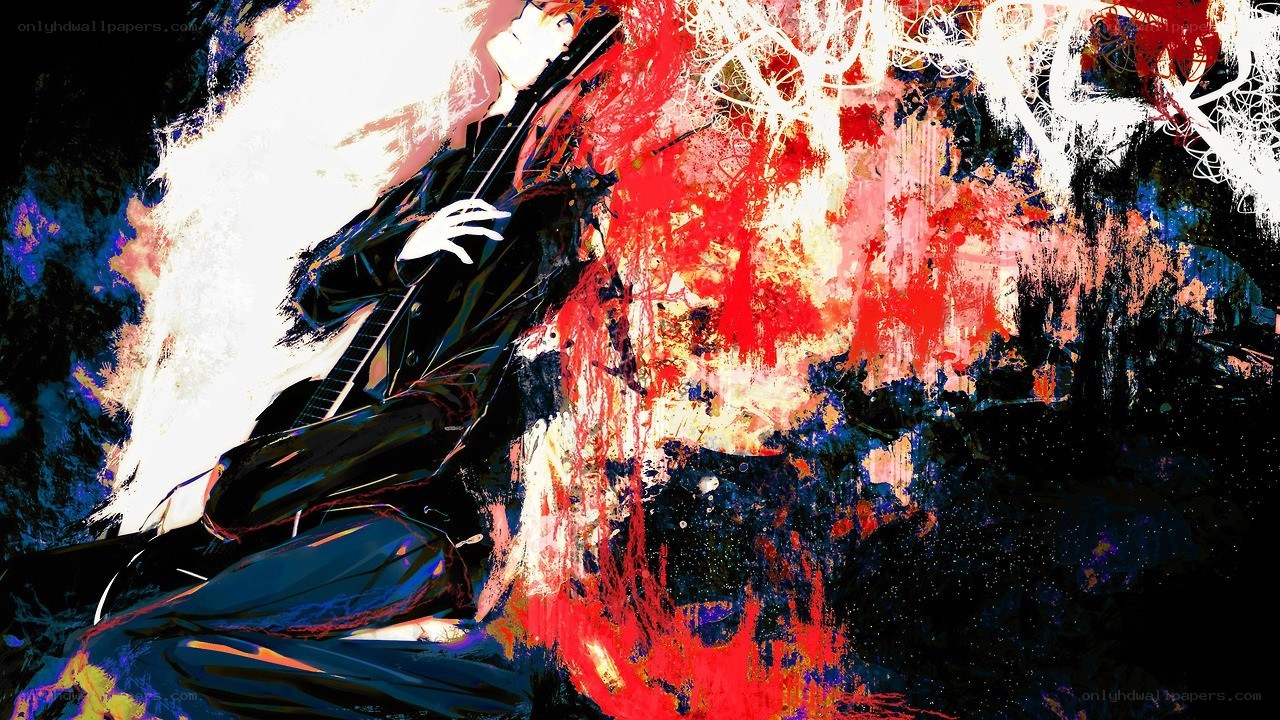 anime character with guitar