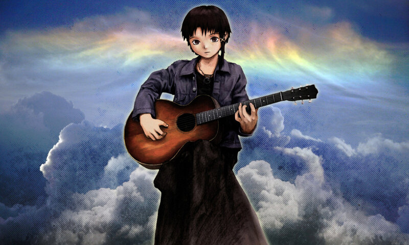 Anime Character with Guitar — Blue, Dramatic, Clouds