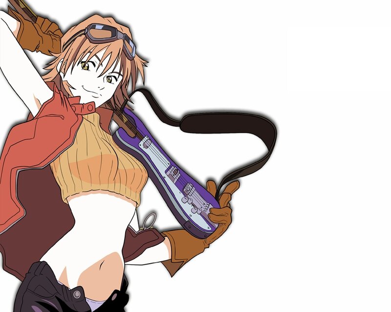 Anime Character with Guitar — Brown, Confident