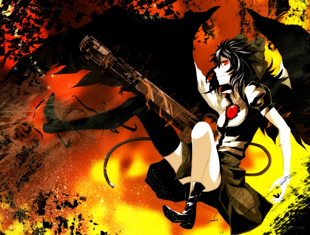 anime character with guitar in fire