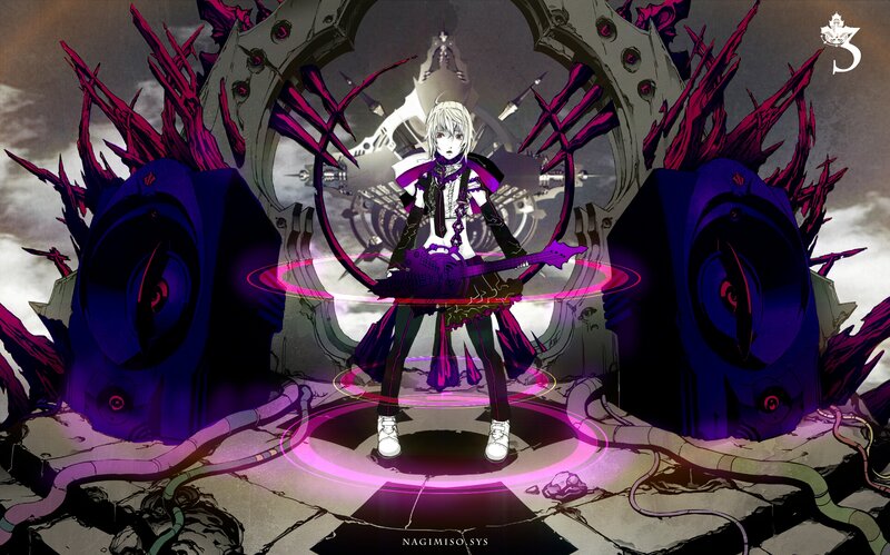 Anime Character with Guitar — Purple, Dramatic