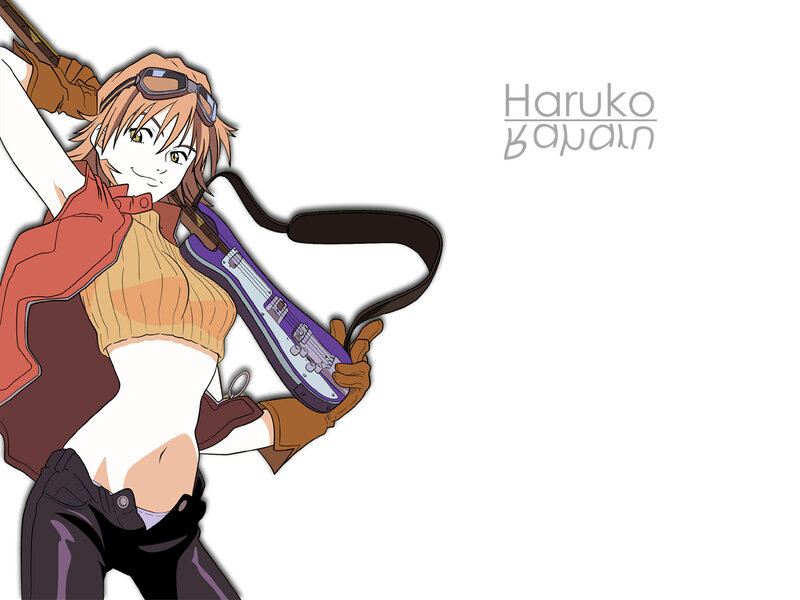 Anime Character with Guitar — White