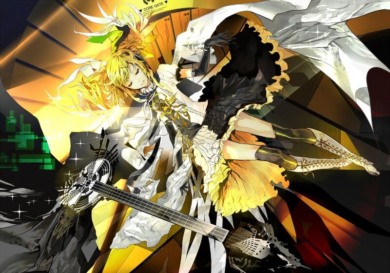 Anime Character with Guitar — Yellow, Dramatic