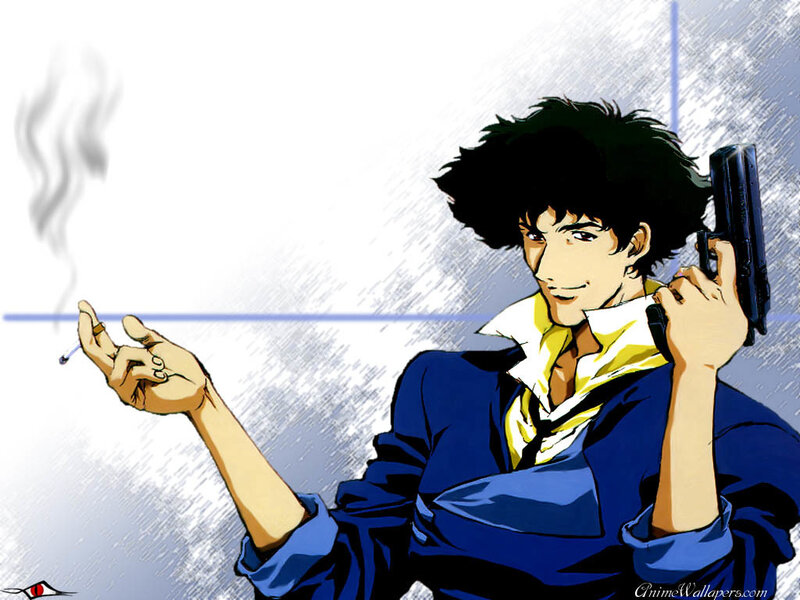 Anime character with gun and cigarette