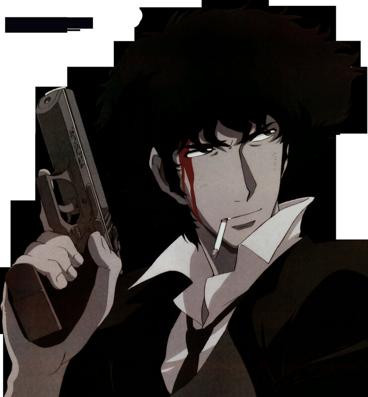 Anime character with gun and cigarette