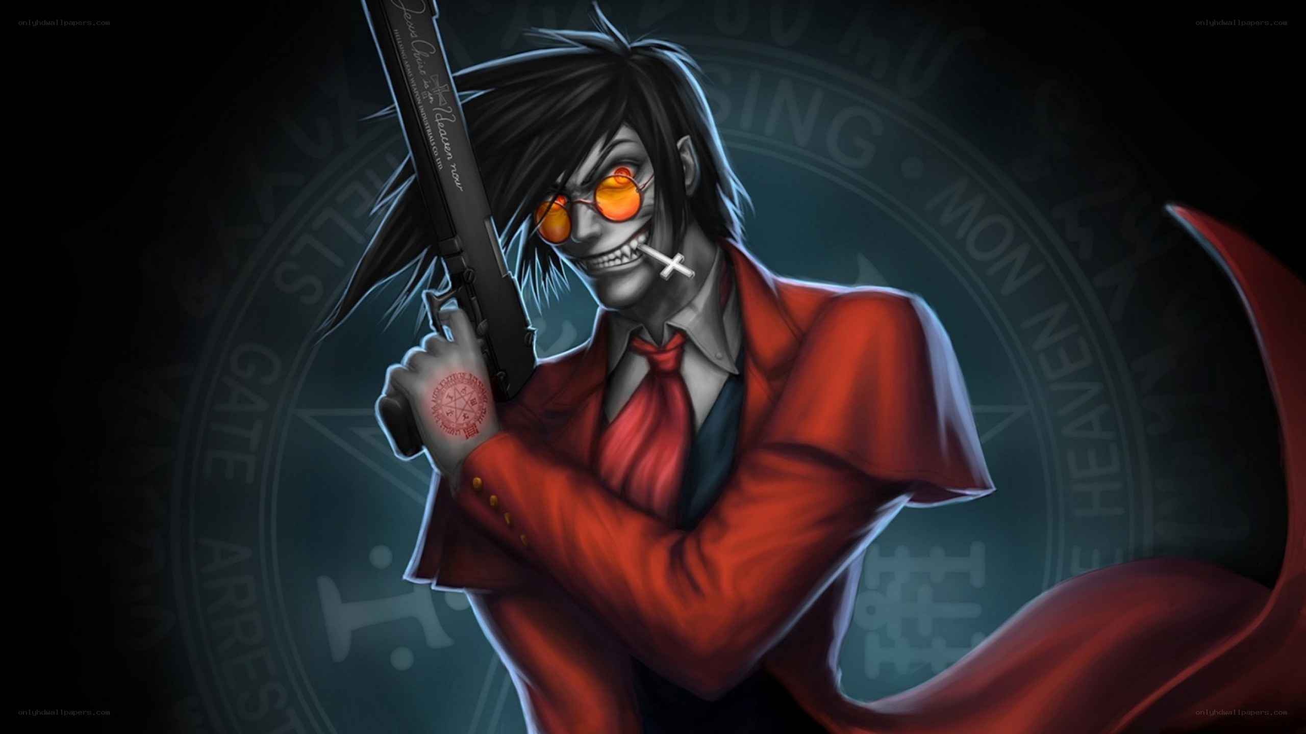 Anime character with gun and red suit