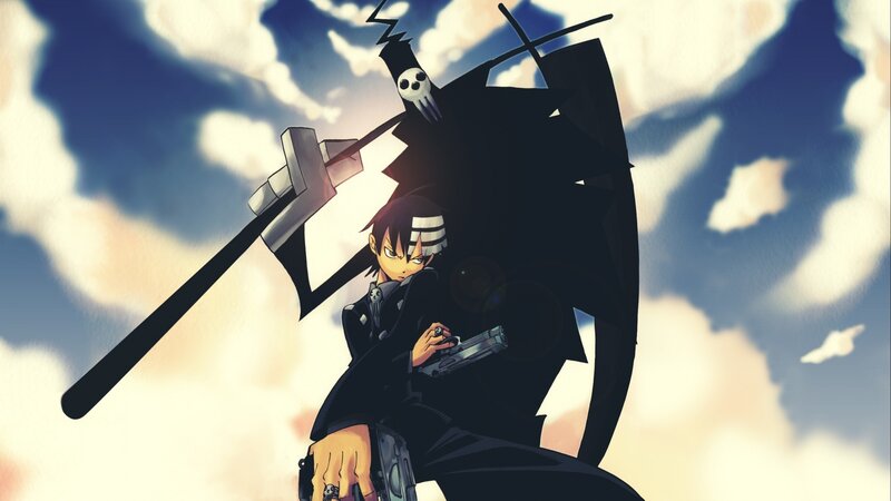 Anime character with gun and scythe