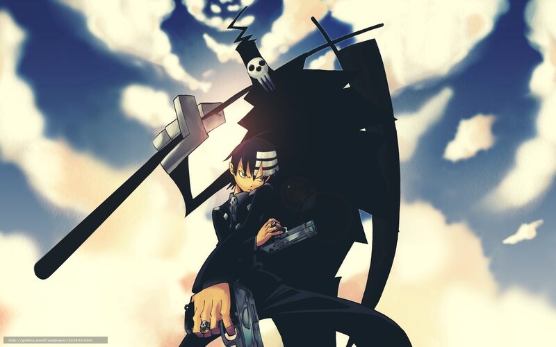 Anime character with gun and scythe