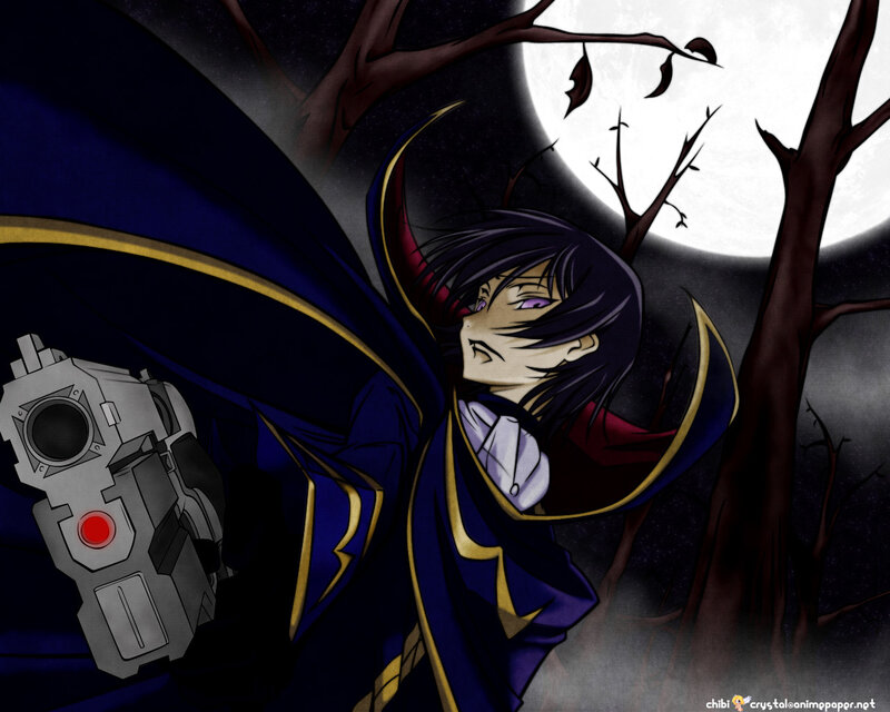 anime character with gun at night