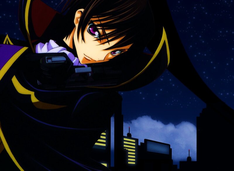 anime character with gun at night