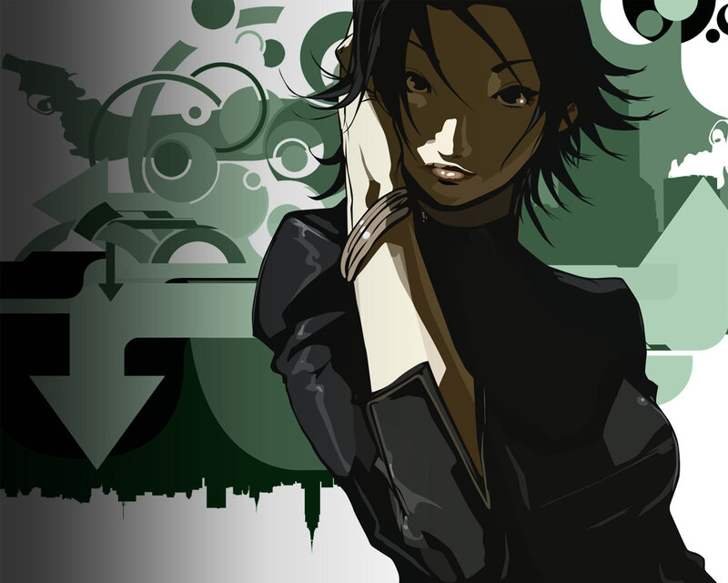 anime character with gun background