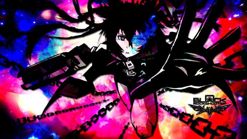 Anime Character with Gun — Black, Dramatic, Digital Art, Chains, Cosmic Background