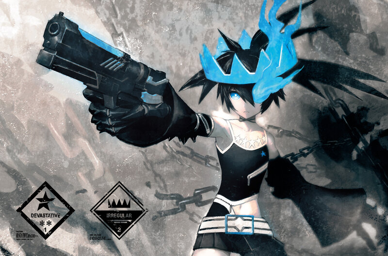 Anime Character with Gun — Black, Dramatic, Digital Art, Chains