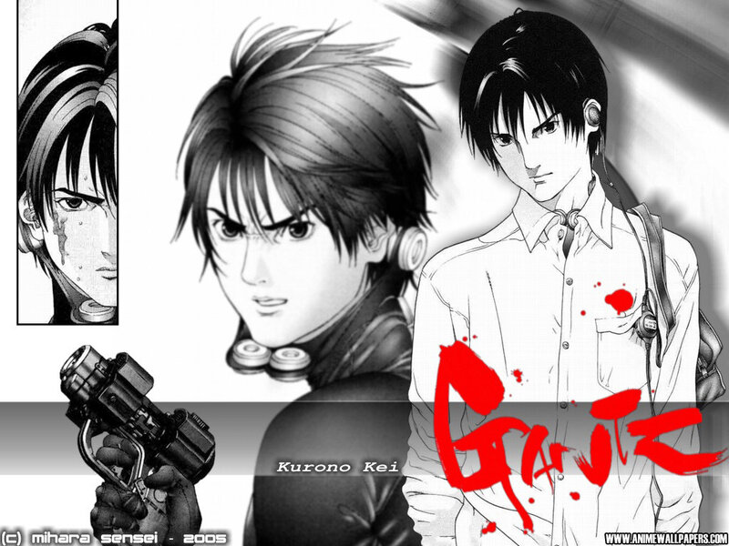 Anime Character with Gun — Black, Dramatic, Manga, Blood, Headphones