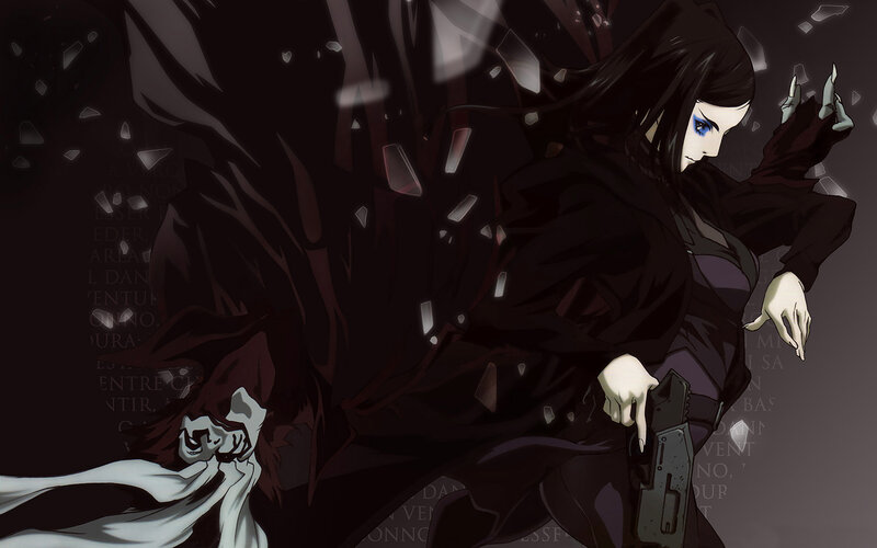 Anime Character with Gun — Black, Dramatic, Manga, Shattered Glass