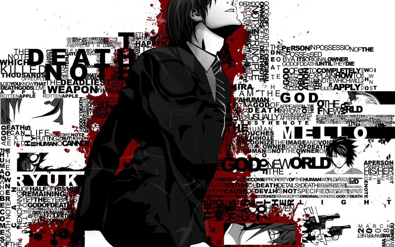 Anime Character with Gun — Black, Dramatic, Manga, Text Collage