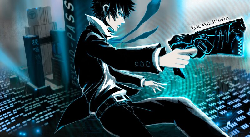 Anime Character with Gun — Black, Dramatic, Night, Cityscape