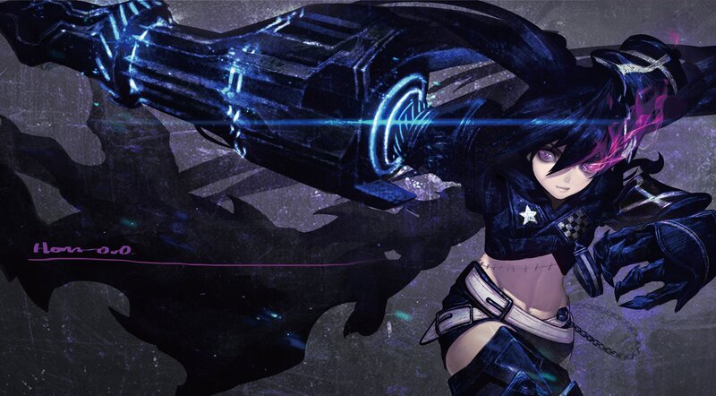 Anime Character with Gun — Black, Dramatic, Night, Digital Art