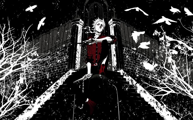 Anime Character with Gun — Black, Dramatic, Night, Manga