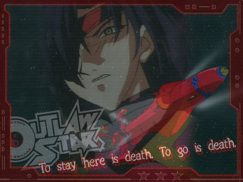 Anime Character with Gun — Black, Dramatic, Night, Text