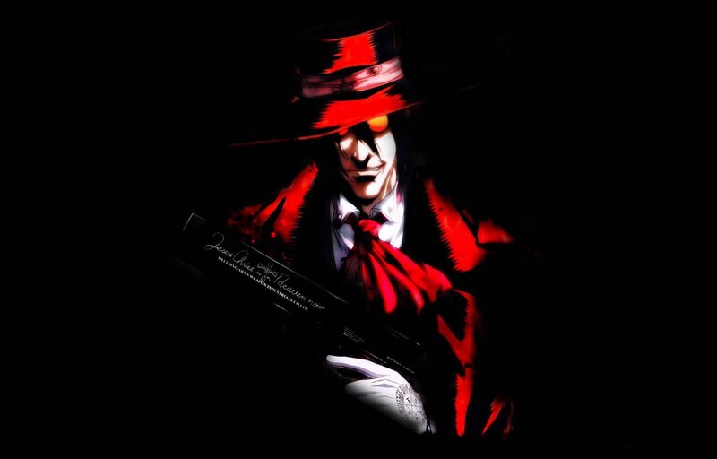 Anime Character with Gun — Black, Dramatic, Night