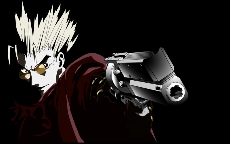 Anime Character with Gun — Black, Dramatic, Sunglasses