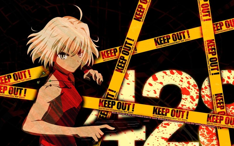 Anime Character with Gun — Black, Dramatic, Tape