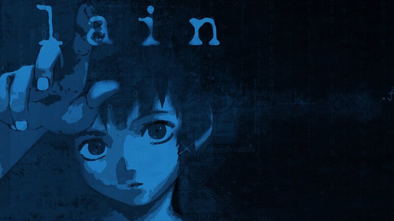 Anime Character with Gun — Blue, Dramatic, Binary Code