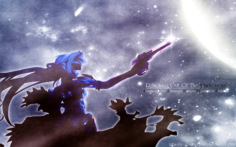 Anime Character with Gun — Blue, Dramatic, Night