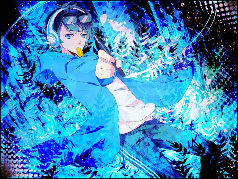 Anime Character with Gun — Blue, Dynamic
