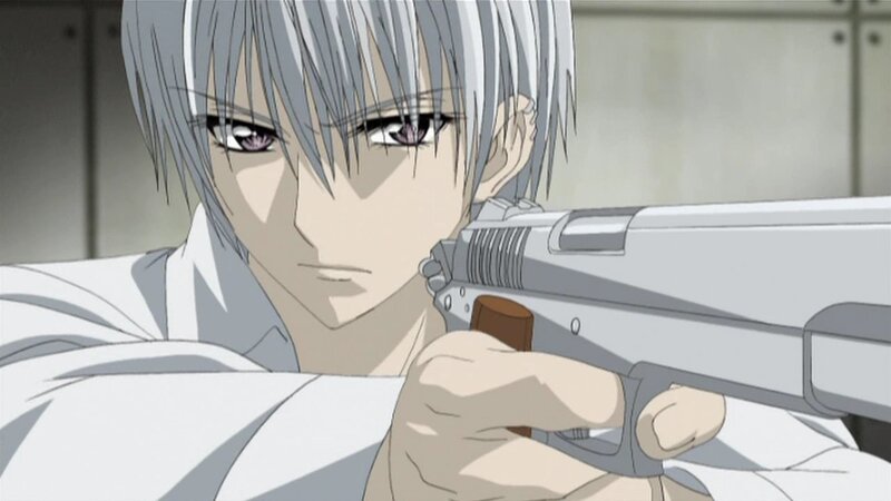 Anime Character with Gun — Gray, Serious