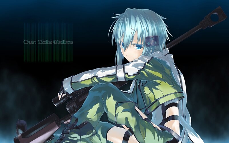 Anime Character with Gun — Green, Dramatic, Night