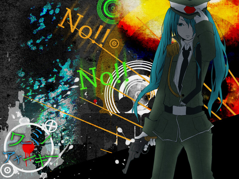 Anime Character with Gun — Green, Dramatic