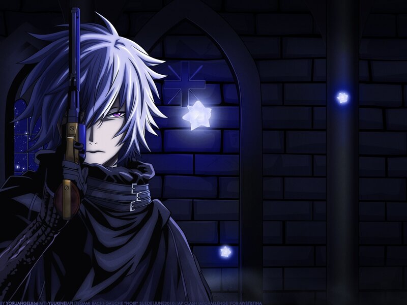 Anime character with gun in castle