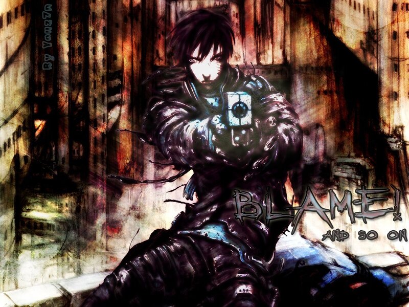 Anime character with gun in city