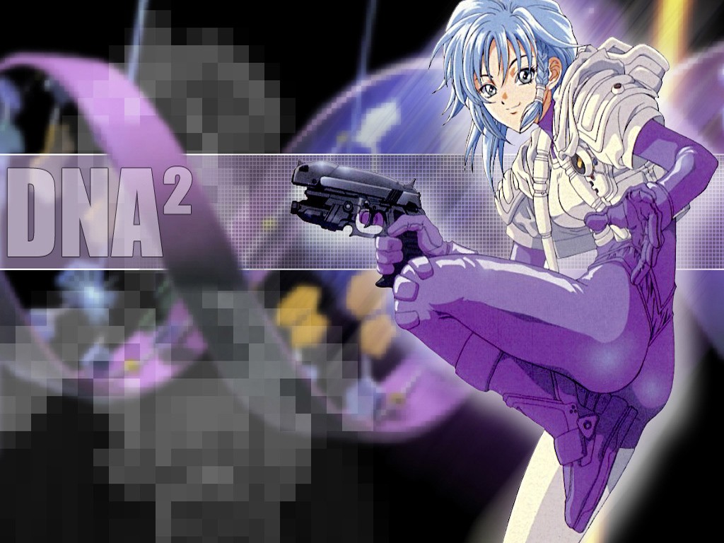 Anime character with gun in space