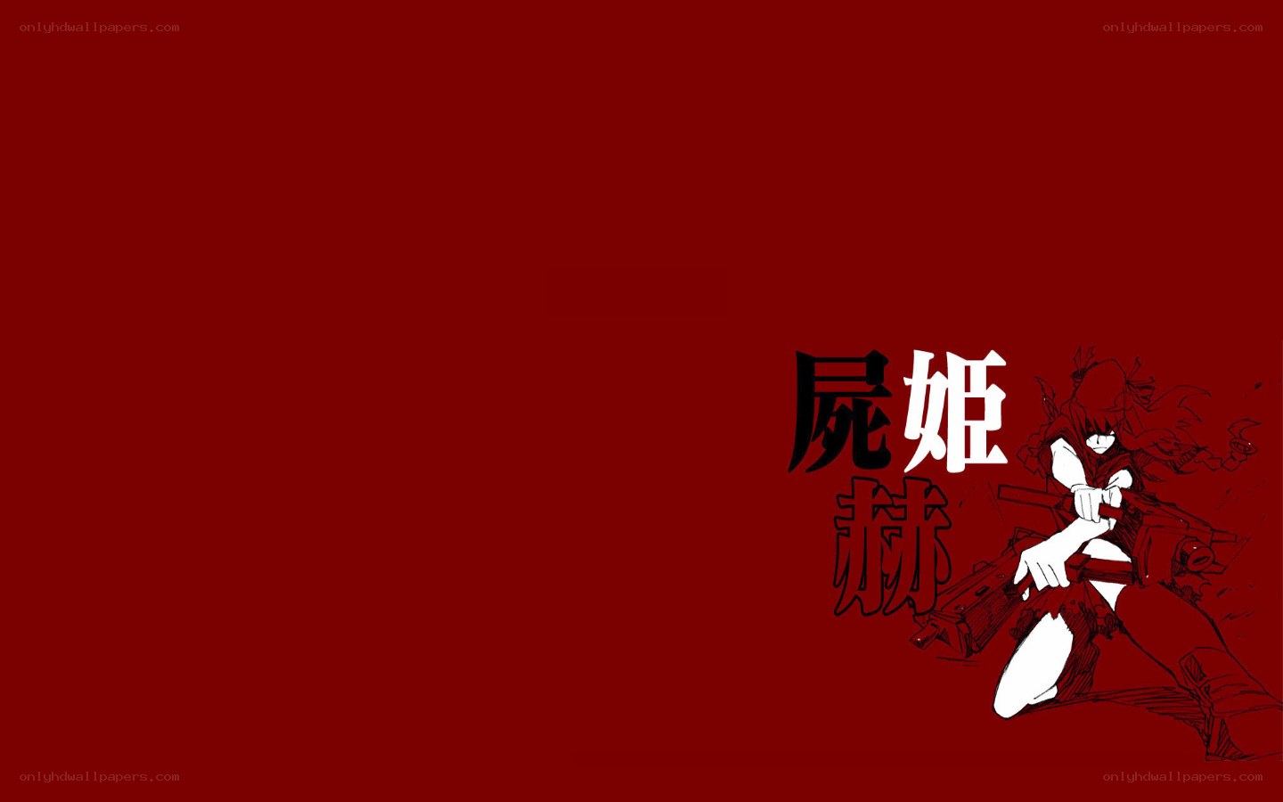 anime character with gun on red background